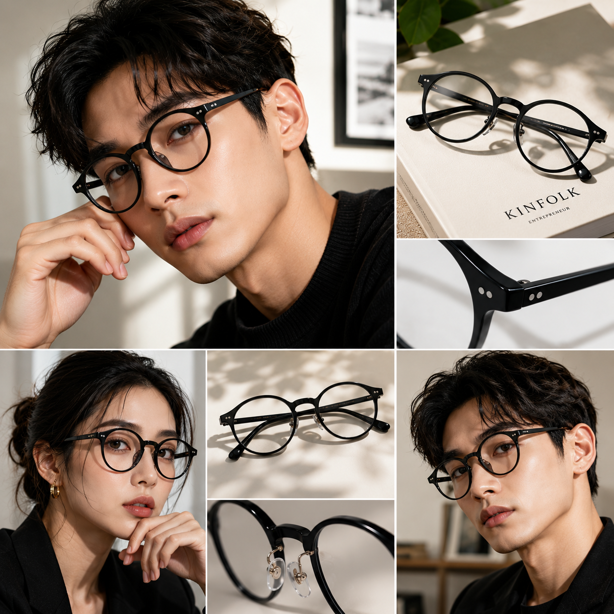 แว่นทรงกลมกรอบดำ Waen Waen